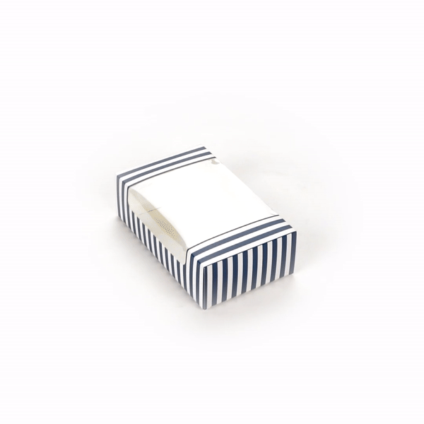 Pastry Tek Blue and White Stripe Paper Pastry / Cake Box - with Window - 7 3/4" x 4 3/4" x 2 1/4" - 100 count box