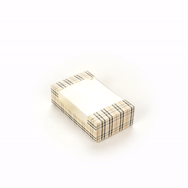 Pastry Tek Plaid Paper Pastry / Cake Box - with Window - 7 3/4" x 4 3/4" x 2 1/4" - 100 count box