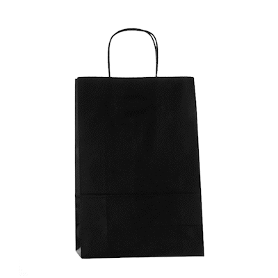 Saving Nature Black Paper Retail Bag - with Handles - 7 3/4" x 4" x 11 1/2" - 100 count box