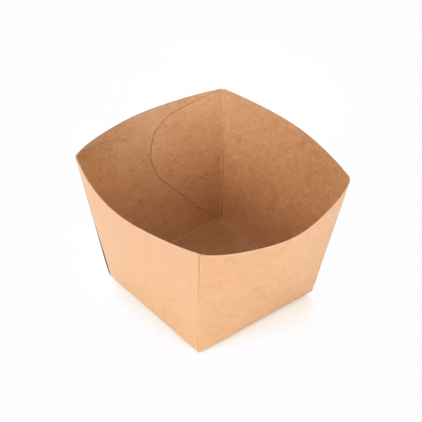 Bio Tek Square Kraft Paper Snack Box - 4 1/4" x 4 1/4" x 3 1/4" - 200 count box