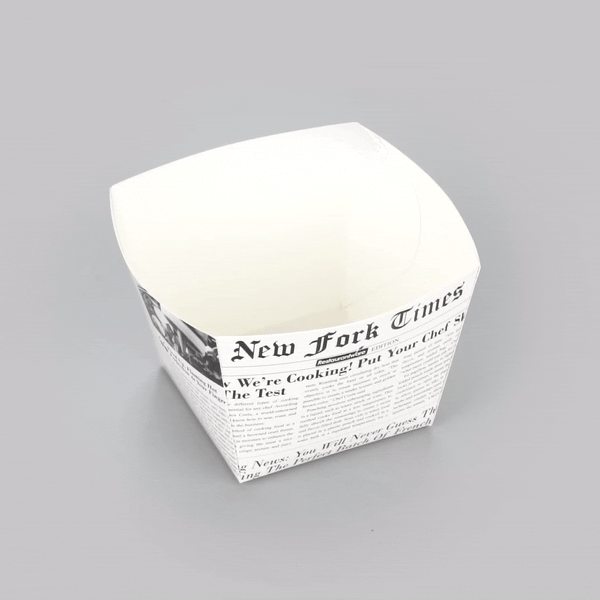 Bio Tek Square Newsprint Paper Snack Box - 4 1/4" x 4 1/4" x 3 1/4" - 200 count box