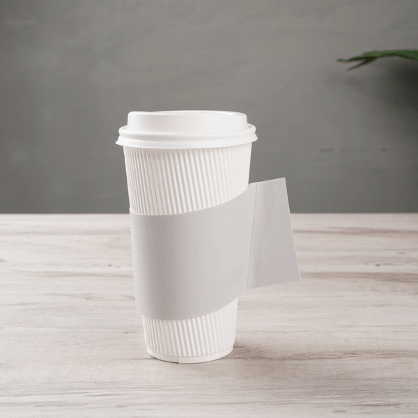 Restpresso Gray Paper Coffee Cup Sleeve - with Handle, Fits 12 / 16 / 20 oz Cups - 1000 count box