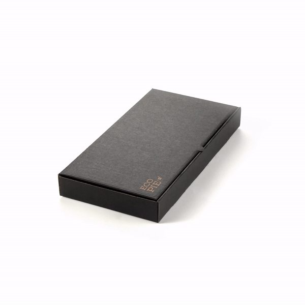 Eco Pie Kraft and Black Paper Corrugated Flatbread Box - 14" x 7" x 1 1/2" - 50 count box