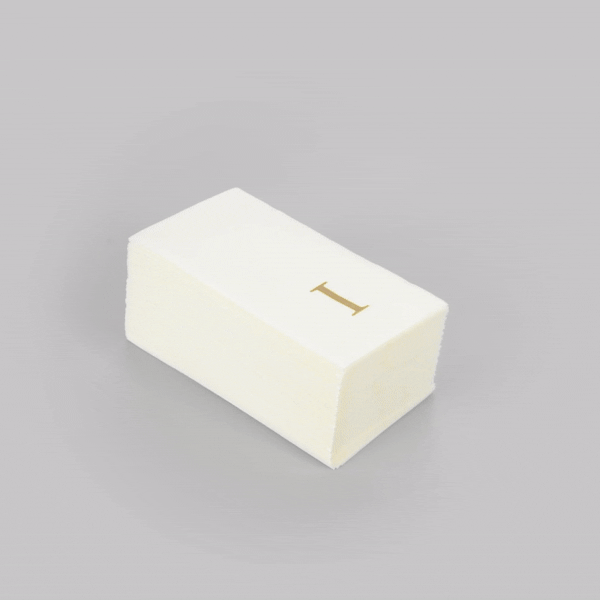 Luxenap Rectangle Gold Letter I White Paper Linen-Feel Guest Towel / Napkin - Air Laid, Sans Serif Font - 15 3/4" x 8" - 50 count box
