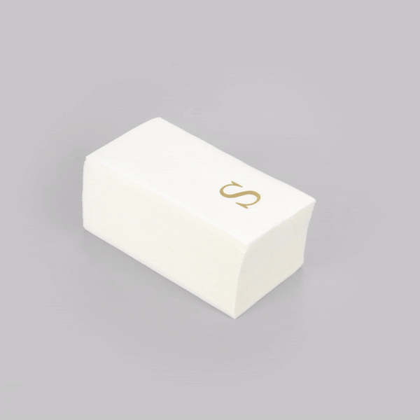 Luxenap Rectangle Gold Letter S White Paper Linen-Feel Guest Towel / Napkin - Air Laid, Sans Serif Font - 15 3/4" x 8" - 50 count box