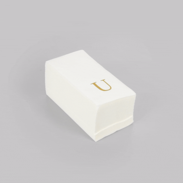 Luxenap Rectangle Gold Letter U White Paper Linen-Feel Guest Towel / Napkin - Air Laid, Sans Serif Font - 15 3/4" x 8" - 2000 count box
