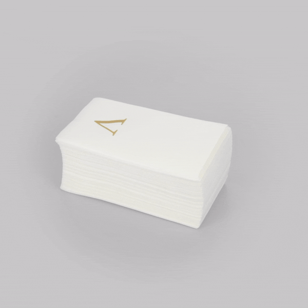 Luxenap Rectangle Gold Letter V White Paper Linen-Feel Guest Towel / Napkin - Air Laid, Sans Serif Font - 15 3/4" x 8" - 2000 count box