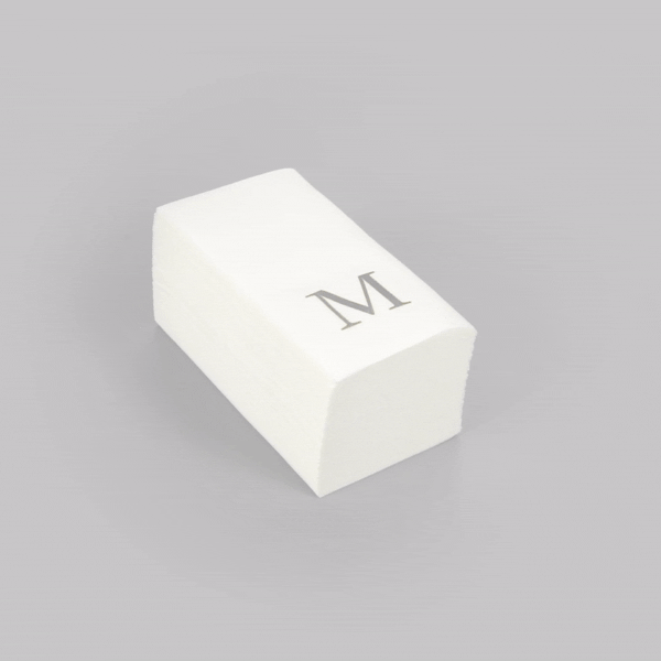 Luxenap Rectangle Silver Letter M White Paper Linen-Feel Guest Towel / Napkin - Air Laid, Sans Serif Font - 15 3/4" x 8" - 2000 count box