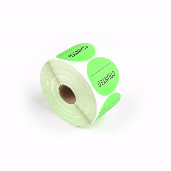 Label Tek Green Paper Counted Inventory Label - 2" x 2" - 1000 count roll