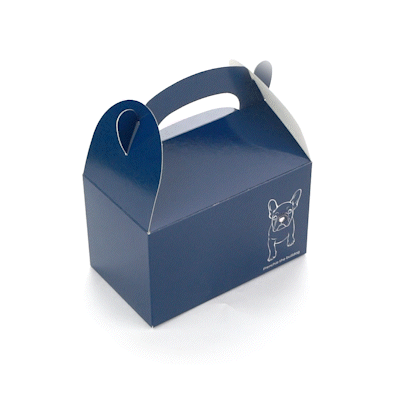 Bio Tek Frenchie Paper Gable Box / Take Out Container - Compostable - 6" x 3 1/2" x 3 1/2" - 25 count box