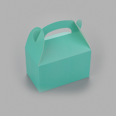 Bio Tek Turquoise Paper Gable Box / Take Out Container - Compostable - 6" x 3 1/2" x 3 1/2" - 100 count box