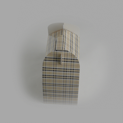 Bio Tek Plaid Paper Gable Box / Take Out Container - Compostable - 9 1/2" x 5" x 5" - 25 count box