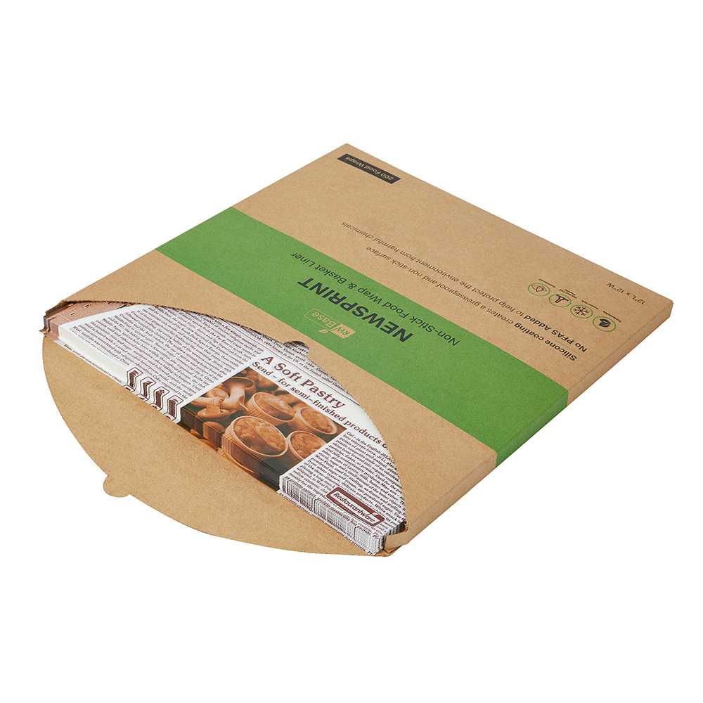 Chef 101 No PFAS Added Newsprint Paper Bakery Wrap and Basket Liner - Greaseproof - 12" x 12" - 200 count box