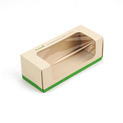 Sustain 13 oz Bamboo Paper Small Take Out Container - with PLA Lining and Window, Compostable - 6" x 2 1/2" x 2" - 200 count box