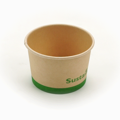 Sustain 4 oz Round Bamboo Paper To Go Cup - with PLA Lining, Compostable - 3" x 3" x 2 1/2" - 50 count box
