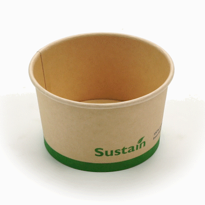 Sustain 12 oz Round Bamboo Paper To Go Cup - with PLA Lining, Compostable - 4" x 4" x 2 1/4" - 200 count box