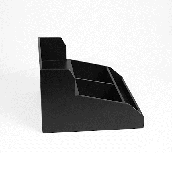 Restpresso Black Bamboo Condiment / Coffee Cup / Lid Organizer - 15" x 14 1/4" x 9 1/4" - 1 count box