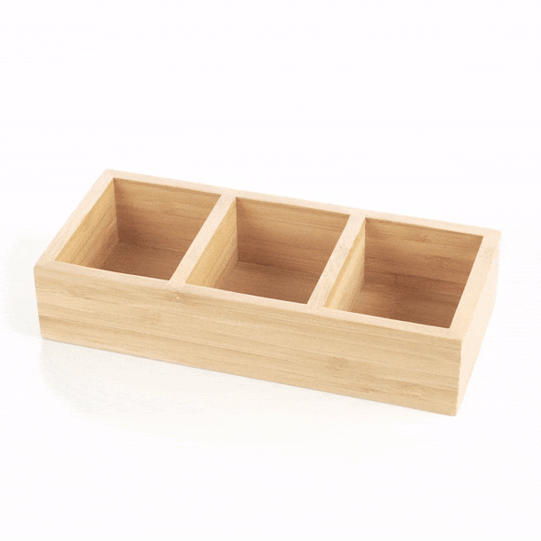 Restpresso Rectangle Natural Bamboo Packet Organizer - 9 1/2" x 4 1/4" x 2" - 1 count box