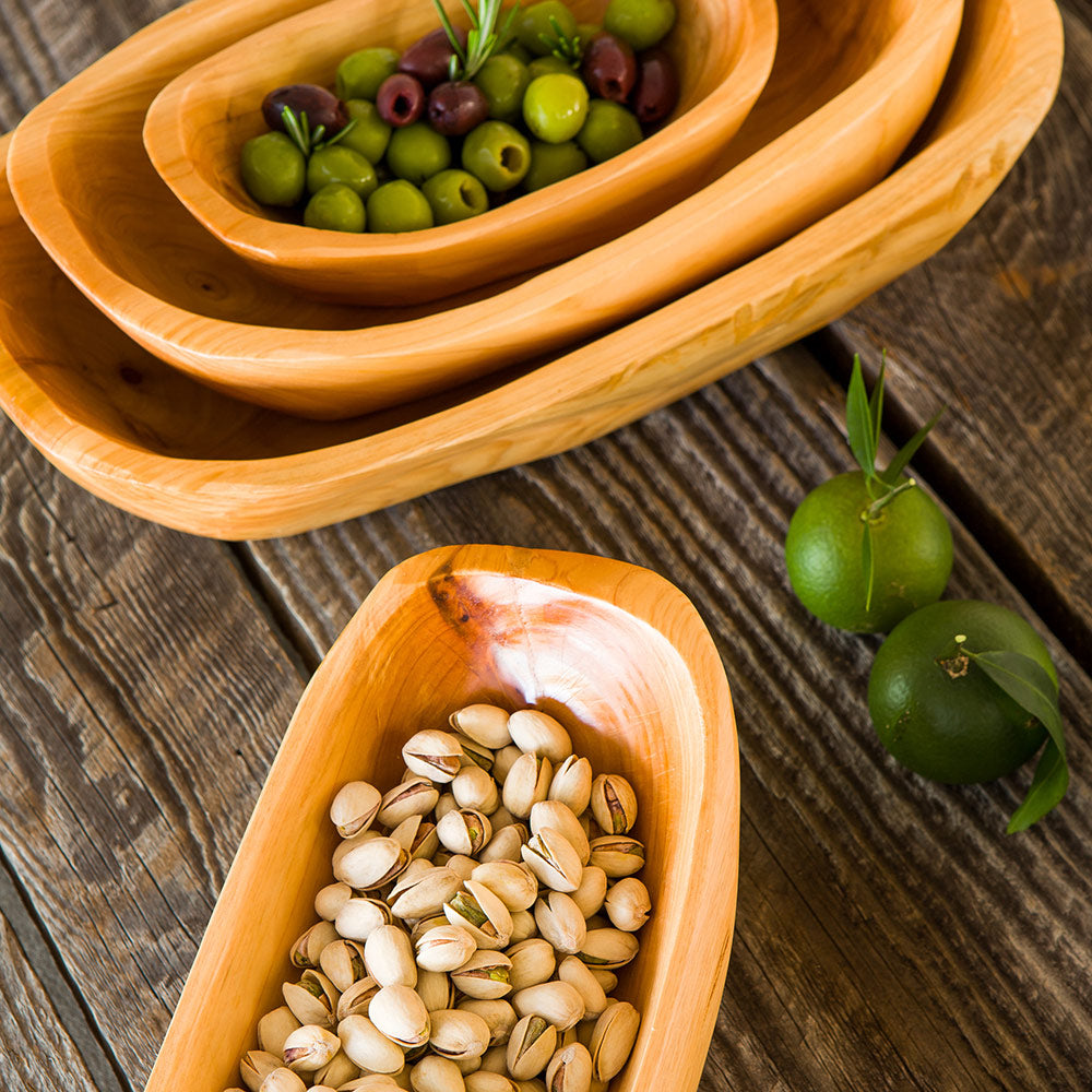 Nature Tek 23 oz Oval Natural Wood Serving Bowl - 9 3/4" x 5" x 3 1/2" - 1 count box
