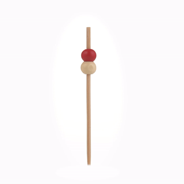 Pixy Red and White Bamboo Beaded Pick - 2 3/4" - 1000 count box