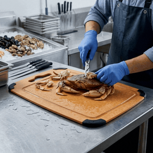 Nature Tek Wood Cutting Board - with Juice Groove, Handle - 14 1/2" x 10 3/4" - 1 count box
