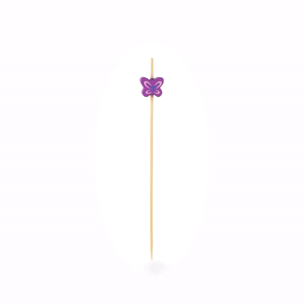 Pixy Purple Bamboo Butterfly Pick - 4 3/4" - 1000 count box