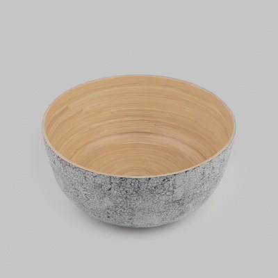 Bambuddha 51 oz Round Gray Spun Bamboo Extra Large Eggshell Salad Bowl - 13 1/2" x 13 1/2" x 6 1/4" - 1 count box