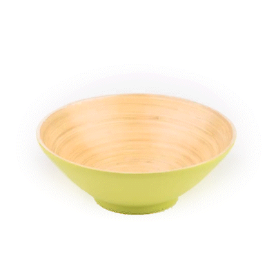 Bambuddha 29 oz Round Green Spun Bamboo Serving Bowl - 8 1/4" x 8 1/4" x 3 1/4" - 1 count box