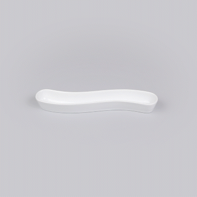Chef 101 Swerve 10 oz Curved White Porcelain Olive Plate - 12" x 2 1/2" x 1 1/2" - 1 count box