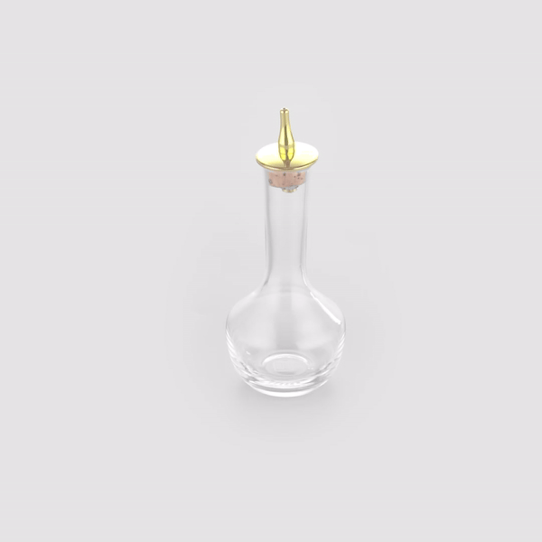 Bar Lux 4 oz Glass Modern Style Bitters Bottle - Gold-Plated Dasher - 5 3/4" x 2 3/4" x 2 3/4" - 1 count box