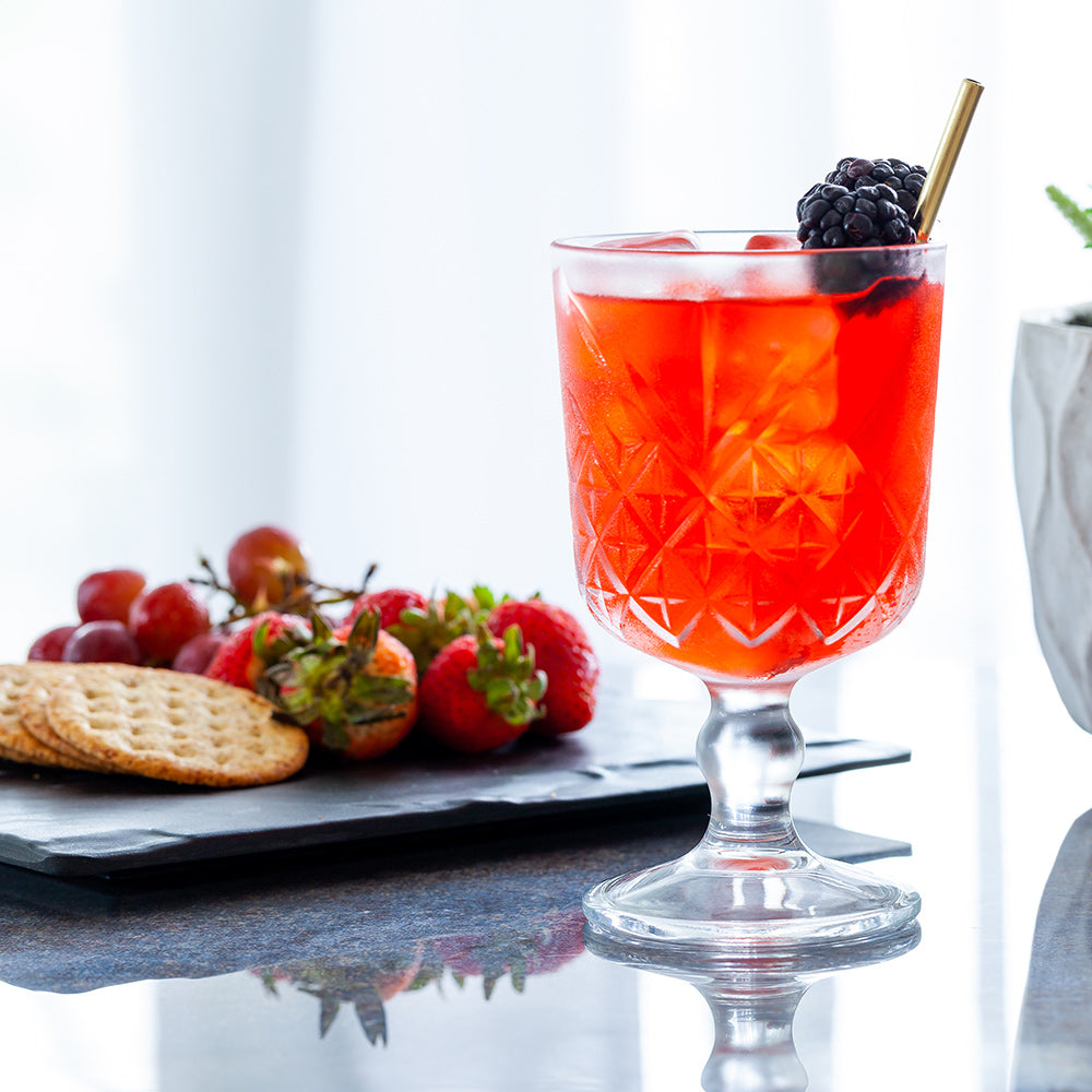 Timeless 11 oz Cocktail Glass - Stemmed, Etched - 3 1/2" x 3 1/2" x 6" - 6 count box