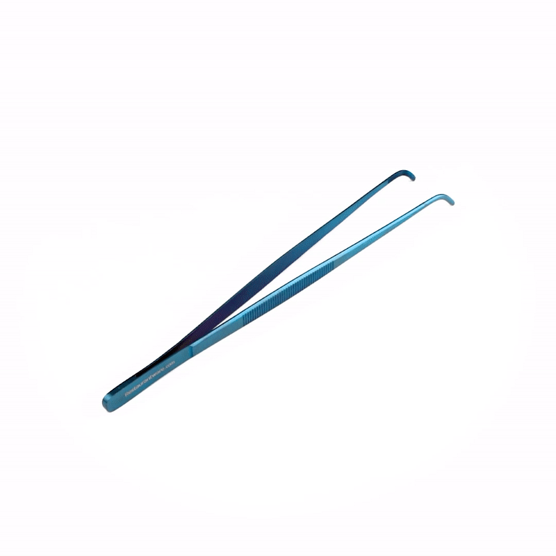 Perfect Point Titanium Blue Stainless Steel Short Slant Nose Tweezers - 9 1/2" x 3/4" x 1/2" - 1 count box