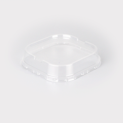 Foil Lux Square Clear Plastic Dome Lid - Fits 10 oz Aluminum Baking Cup - 4 1/2" x 4 1/2" x 1" - 100 count box