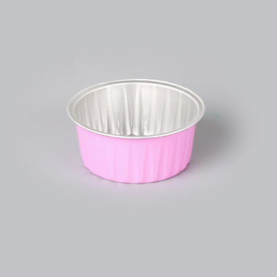 Foil Lux 4 oz Round Pink Aluminum Baking Cup - Lids Available - 3 1/4" x 3 1/4" x 1 1/2" - 100 count box