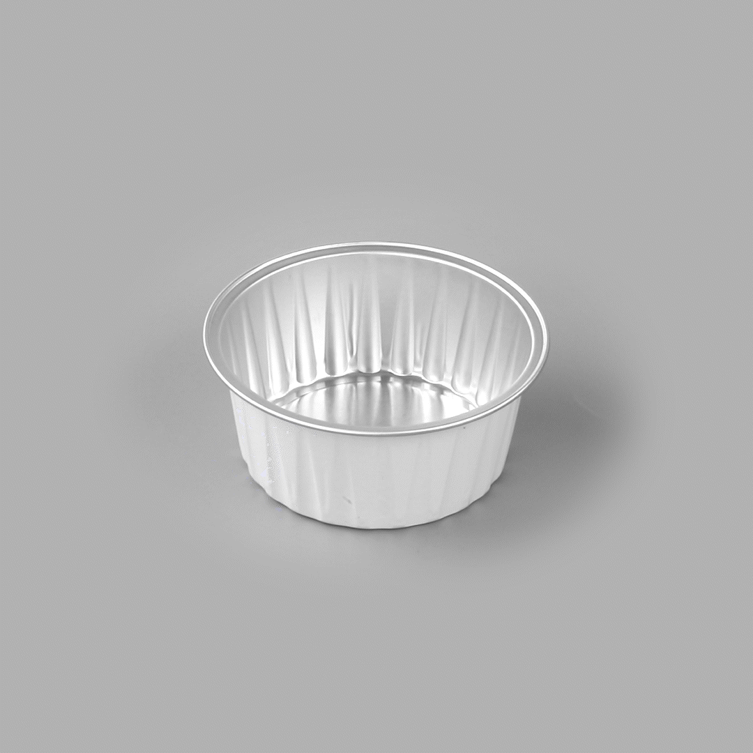 Foil Lux 4 oz Round White Aluminum Baking Cup - Lids Available - 3 1/4" x 3 1/4" x 1 1/2" - 100 count box