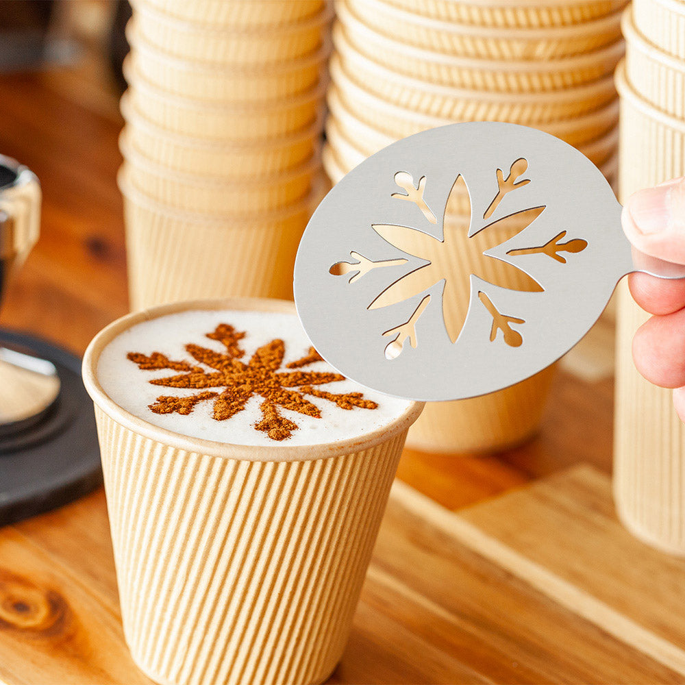 Restpresso Stainless Steel Snowflake Coffee Decorating Stencil - 4 1/4" x 3 1/4" - 1 count box