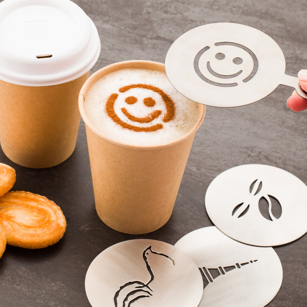 Restpresso Stainless Steel Smiley Face Coffee Decorating Stencil - 4 3/4" x 3 1/4" - 1 count box