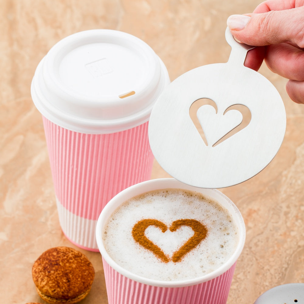 Restpresso Stainless Steel Heart Coffee Decorating Stencil - 4 3/4" x 3 1/4" - 1 count box