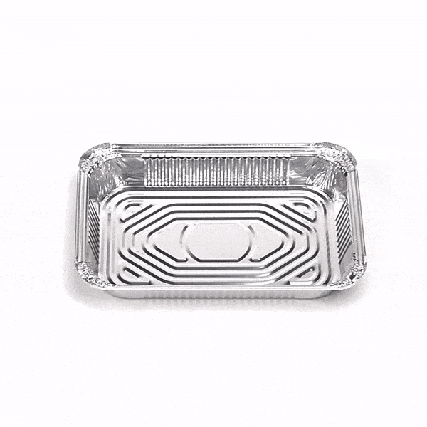 Foil Lux 64 oz Oblong Silver Aluminum 4 lb Take Out Container - 12" x 8 3/4" x 1 3/4" - 100 count box