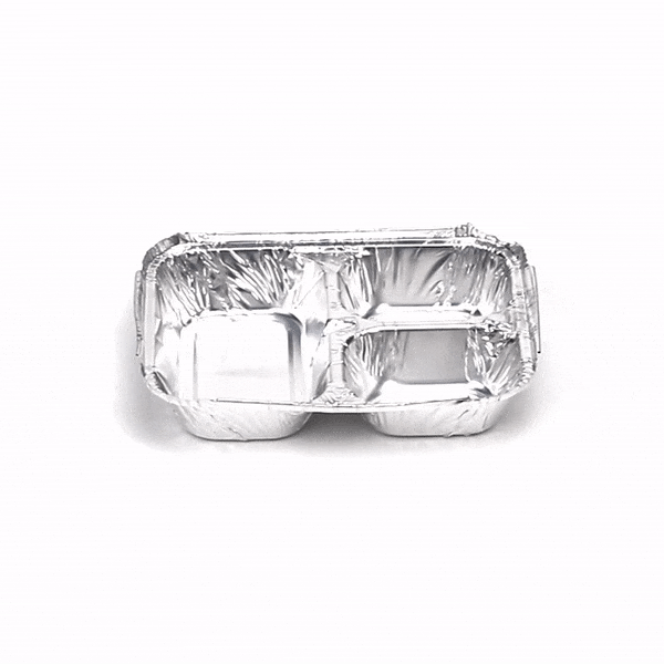 Foil Lux 23 oz Rectangle Silver Aluminum Take Out Tray - 3-Compartment - 8 1/2" x 6 1/2" x 1 3/4" - 100 count box