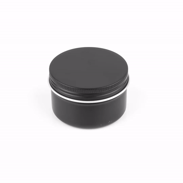 Chef 101 4 oz Round Black Tin Container - with Screw Lid - 100 count box