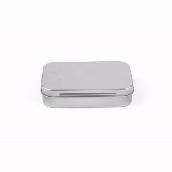 Chef 101 4 oz Rectangle Silver Tin Container - with Hinged Lid - 100 count box