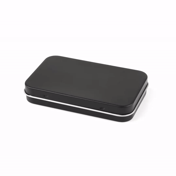 Chef 101 6 oz Rectangle Black Tin Container - with Hinged Lid - 100 count box