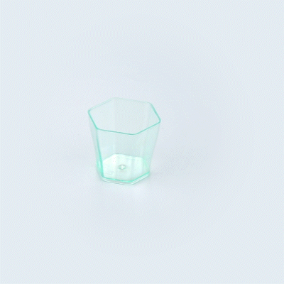 Mini Serve 2 oz Hexagon Seagreen Plastic Glass - 1 3/4" x 1 3/4" x 1 3/4" - 100 count box