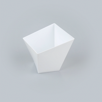 Mini Serve 6 oz Square White Plastic Large Girata Dish - 3 1/4" x 2 3/4" x 3" - 100 count box