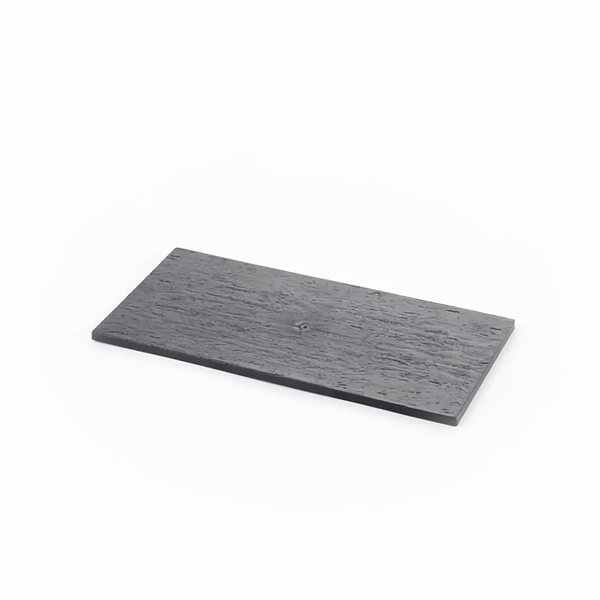 Maxi Serve Rectangle Black Plastic Small Plate - Faux Slate - 7" x 3 1/2" - 100 count box