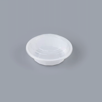 Asporto 16 oz Round White Plastic To Go Box - with Clear Lid, Microwavable - 6 1/4" x 6 1/4" x 1 3/4" - 100 count box