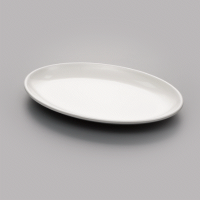 Voga Oval White Melamine Small Plate - Classic - 10" x 7" x 3/4" - 10 count box