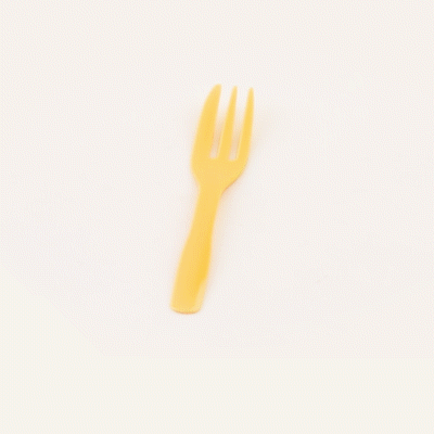 Coppetta Baby Yellow Plastic Cake Fork with Knife Edge - 4" x 3/4" - 100 count box