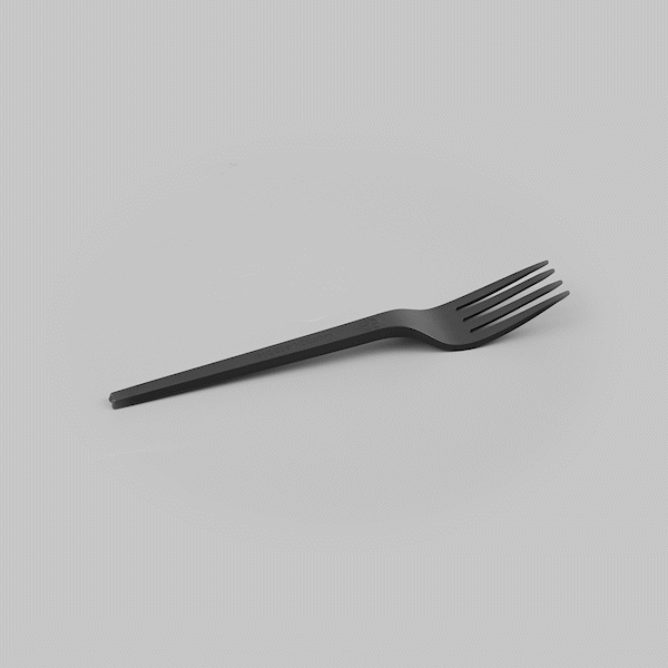 Basic Nature Black CPLA Plastic Fork - Heat-Resistant, Compostable - 6 1/2" x 1" x 1/2" - 50 count box